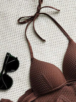 With Skirt Wrinkled Bra Cup Bikini Female Swimsuit Women Swimwear Three-pieces Bikini Set Push Up Bathing Suit Swim Beachwear
