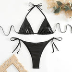 Sexy Red Shiny Triangle Micro Thong Bikinis Sets for Women Mini Swimwear Bathing Suits String Halter Bikini Mujer Swimsuit 2026