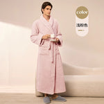 Thick Cozy Fleece Couple Bathrobe, Men Women Long Warm Loungewear, Autumn Winter Flannel Plus Size Robe Pajamas