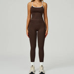 2 Pieces Women's Seamless Yoga Set Fitness Running Sports Set Slim Fit High Waist Beautiful Back Tracksuit