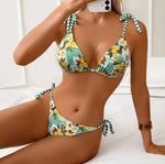 Sexy Blue Fruit Print Micro Bikini 2025 Women Tie Up Strap Push Up Triangle Swimsuit Beach Bathing Suit Holiday 2 Piece Swimwear