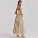 FDYOUI 2026 Summer Spaghetti Strap A-line Floral Vacation Dress for Women Elegant High Waist Tunics Long Party Evening Dresses
