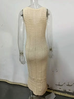 S - XL 2025 V Neck Hollow Out Crochet Knitted Tunic Beach Cover Up Long Cover-ups Beach Dress Beach Wear Beachwear Female Women