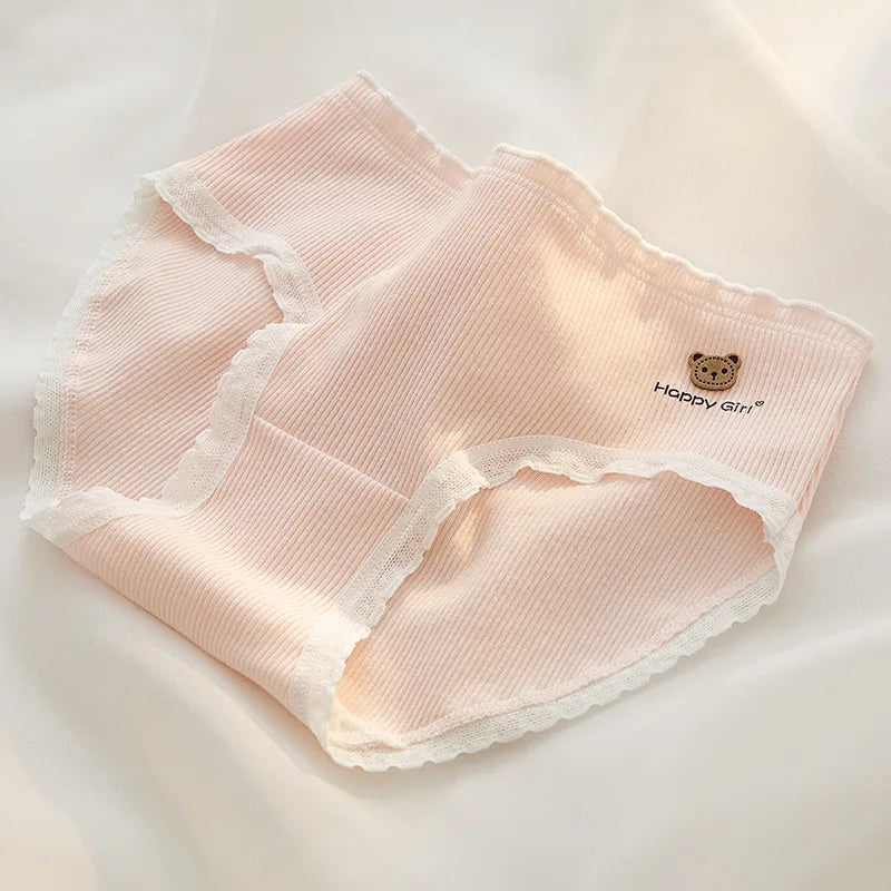 1/5PCS M-XL NEW Cute Cartoon Girl Student Underwear Cat Pants Mid-waist Graphene Cotton File Trackless Briefs Wholesale