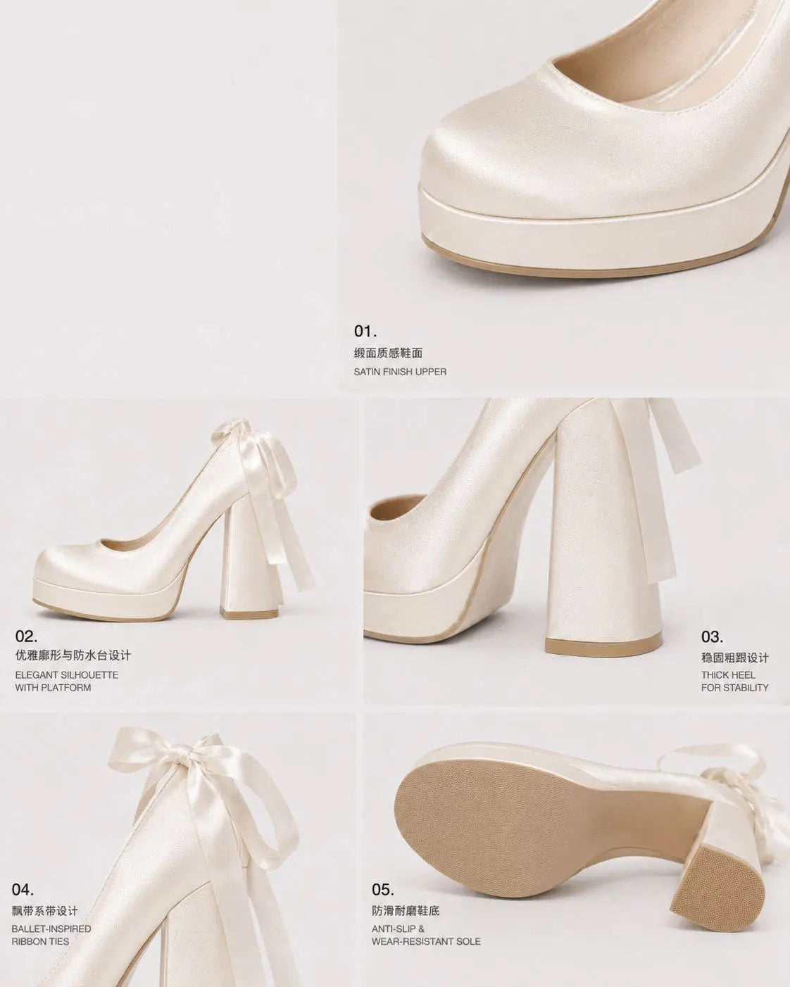 Size 42 Elegant Pink Satin Platform Block Heel Pumps Black Ribbon Wrap Ballerina Bow Wedding Party Dress Heels Shoes Women