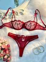New Pink Bra Women Lingerie Set Ladies Embroidery Floral Bras Underwear Sets