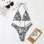 sexy zebra print micro mini bikini halter string triangle swimwear thong swimsuit women biquini bikini set bathing suits