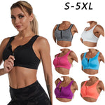 Solid Color Sports Bra Gathered Without Steel Ring Running Vest Fitness Front Zipper Tops Sexy Shockproof Women's Underwear