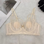 Push Up Bra SetFrench Lace Underwire Comfortable Luxury Breathable Brief Sets Lightweight Bow Semi Transparent Lingerie Set