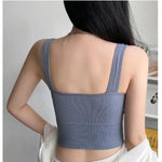 Women Crop Top Padded Tank Top Sports Bra Seamless Underwear Summer Fitness Casual Streetwear Camisole Removable Pads