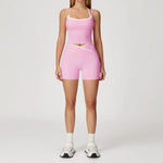 Yoga Shorts Sets Fake Two Piece Hanging Neck Shockproof Vest High Waist Pants Fitness Suit Breathable Women's Tight Sports Set