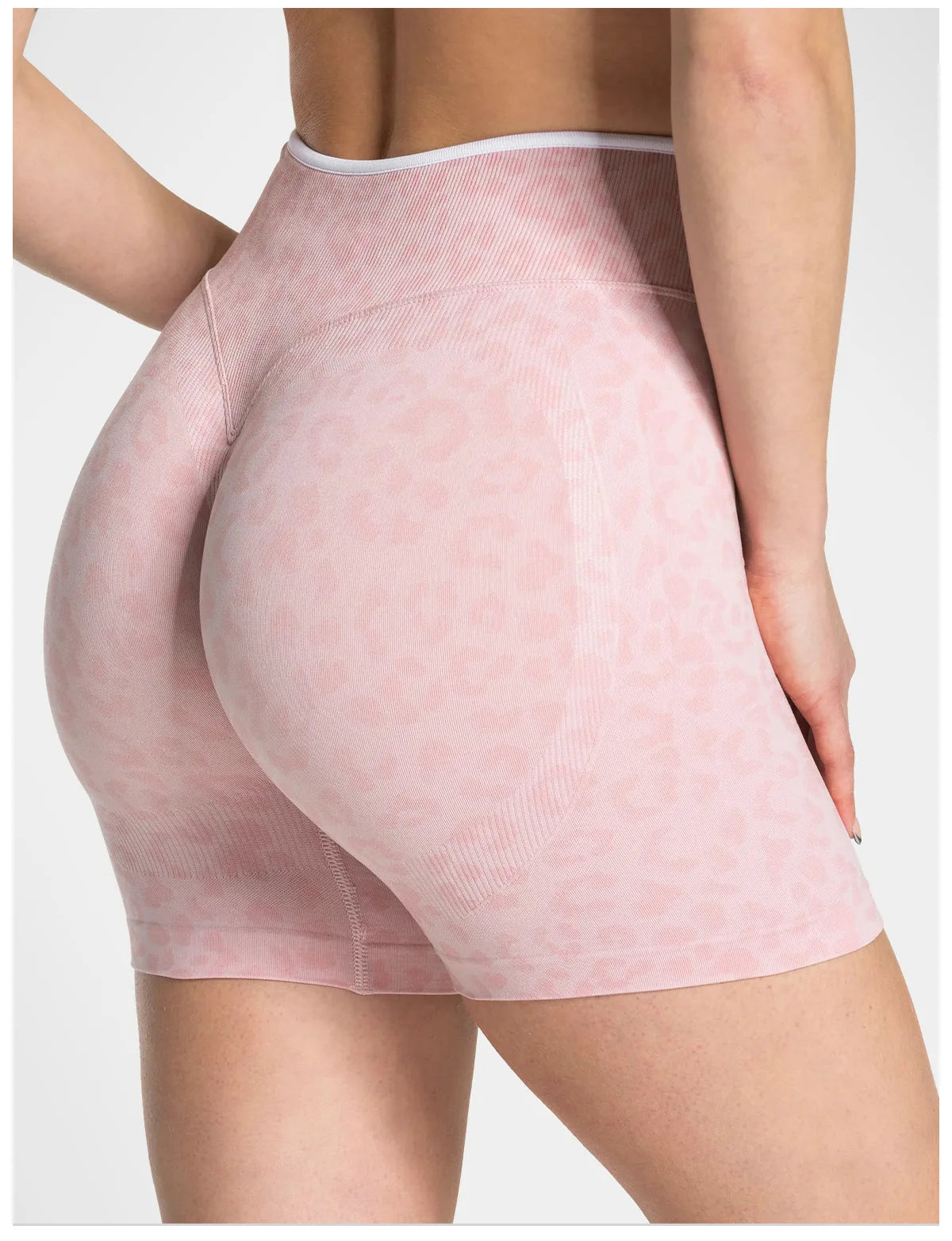 Leopard Print Gym Shorts Women Seamless High Waist Scrunch Butt Lifting Yoga Shorts Workout Running Fitness Tummy Control Shorts