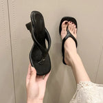 Summer Outdoor Fairy oes Simple Toe Clip High Heels Sandals Women's Flip Flops Korean Sle PURubber Sole