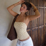 FDYOUI Sexy Halter Neck Polka Dot Tank Tops 2026 Women Lace-up Backless Slim Corset Camisoles Ladies Summer Crop Top Streetwear