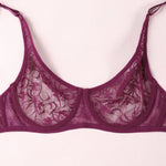 Sexy Lace Bras Transparent Ultra-Thin Sissy Lingerie Bra for Women See Through Embroidery Hollowed Out Brasserie A B C D DD Cup