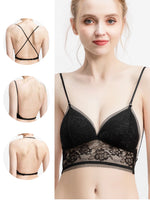 Women‘s lace bralette wireless push-up bra U back sexy Lingerie Deep V bra sexy backless invisible underwear with crossed back