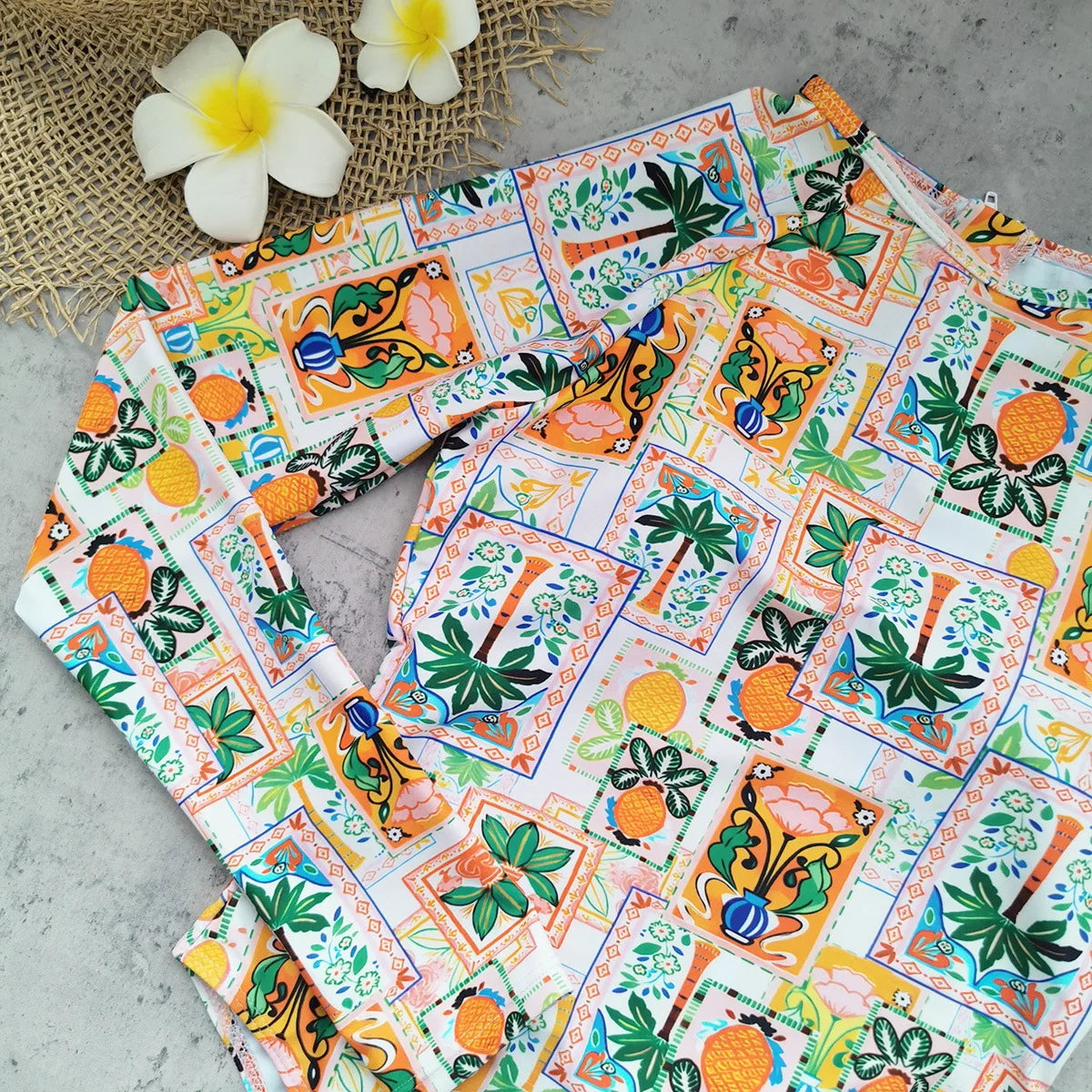 2026 Printed Long Sleeve Swimsuit Sexy Swimwear Women Backless Surf Swim Suit Slimming Bathingsuit Bikini Bodysuit Beachwear