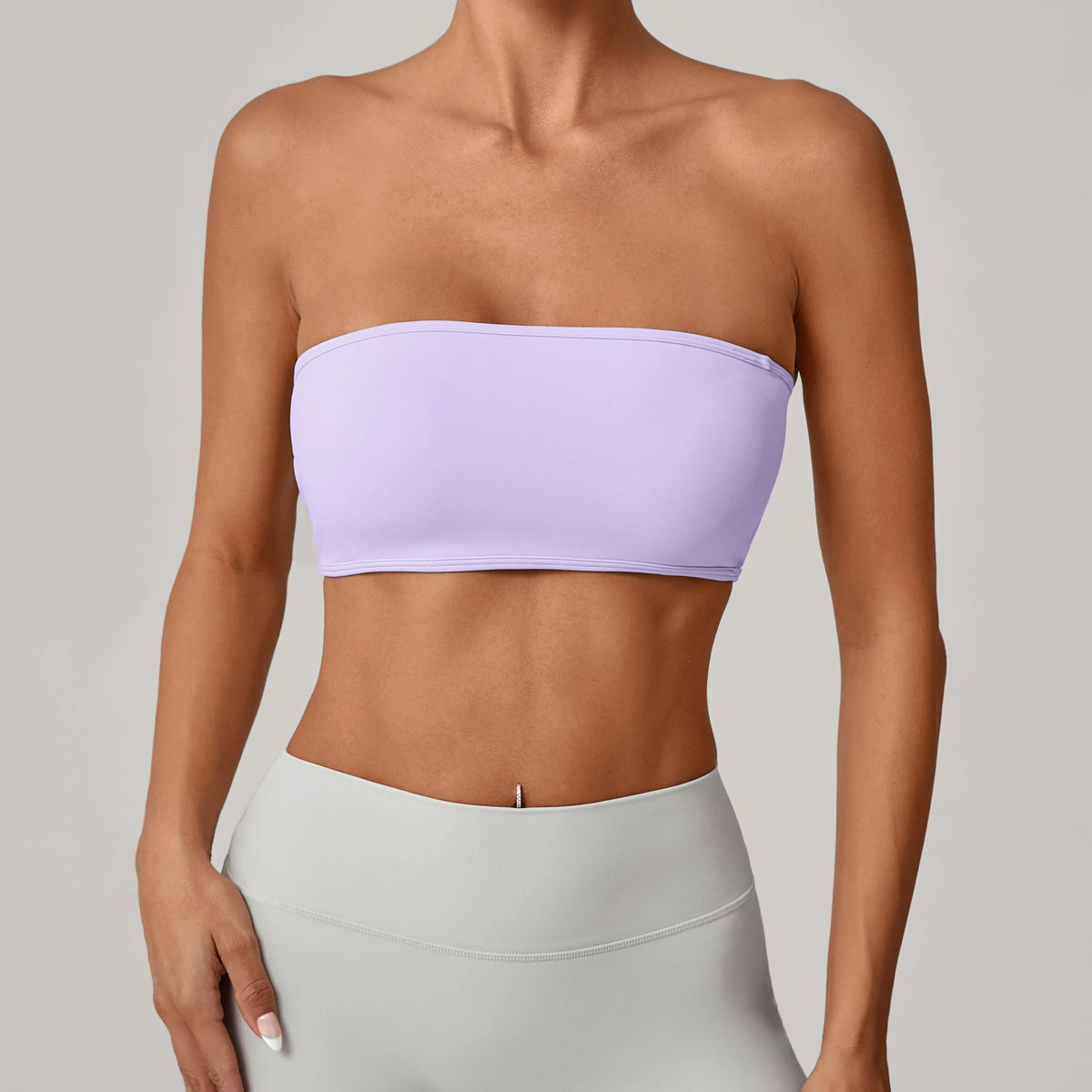 Padded Backless Bandeau Sports Bra Gym Women Crop Tube Top Seamless Yoga Top Sexy Workout Sportswear Push-up Fitness Underwear