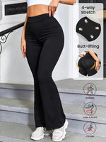 Women's High-Waisted Flared Yoga Leggings, Basic Style High Stretch Bootcut Workout Pants,Women's Trousers,Plus Size Leggings