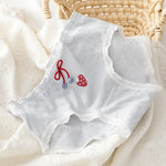 1 Pack Strawberry Print Mid-Rise Cotton Panties 5 Cute Patterns Briefs (M-L-XL) Japanese Style Kawaii Strawberry & Bow Lingerie
