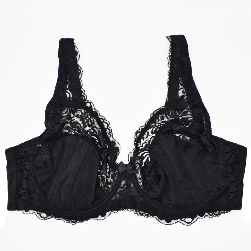 Womens Minimizer Bra Lace Plus Size Brassiere Support Underwire Big Thin Adjusted-straps 36-52 E F G H I Cup