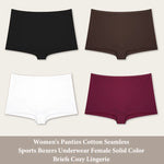 New 4PCS Women's Panties Cotton Seamless Sports Boxers Underwear Female Solid Color Cozy Lingerie Intimate Underpants XS-XL