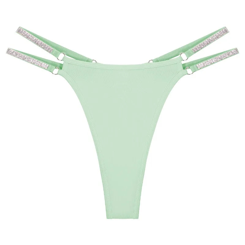 1pcs Green New Year Sexy Women g-string Underwear Breathable Elegant Female Lingerie Shiny Lady thongs Low Rise Fashion Panties