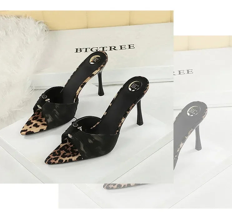 BIGTREE Summer Woman Slippers Fashion Open Toe Thin High Heels Shoes Street Style Stripper Party Slides Zapatos De Mujer
