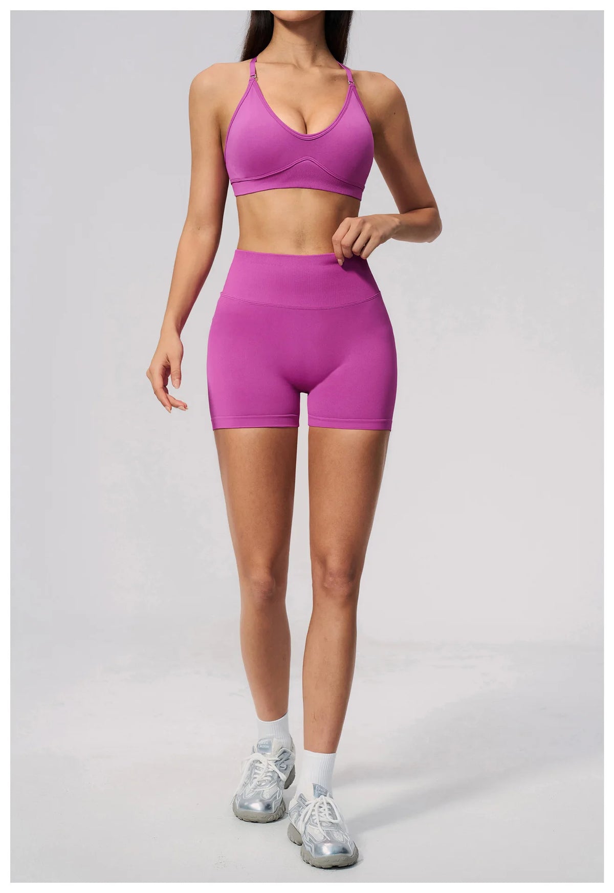 Seamless Yoga Excersize Sets Women Cross Back Sports Bra Tracksuit Workout Clothes High Waist Hip Lifting Shorts Fitness Suits