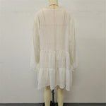 2025 Long Sleeve Hollow Out Crochet Knitted Tunic Beach Cover Up Cover-ups Beach Dress Beach Wear Beachwear Female Women K6674