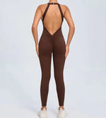 Seamless Yoga Jumpsuits Sports Fitness Peach Hip-lifting Backless Buckle One-Piece Training Gym Workout Tracksuits for Women