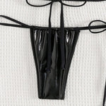 Sexy Metallic Black Halter String Micro Mini Bikinis Sets Two Piece Backless Swimwear Swimsuit Women Biquini Thong Bathing Suits