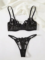 Fairy Lingerie Floral Valentine Charming Brief Panty Underwear Sexy Nighty Underwear Women See Through Bra Brief Set