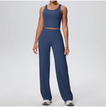 2PCS Yoga Set Women Tracksuit Nude Feeling Workout Sets Gym Clothes Push Up Fitness Running Sportswear Sport Straight tank suit