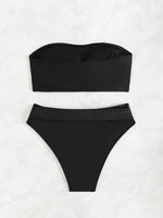ZTVitality Solid Bikini Sexy Bikinis 2024 New Arrival Padded Bra Strapless High Waist Swimsuit Women Swimwear Summer Biquini