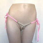 DEKA Women's Panties Swimming Open Crotchless Pearl Mini Micro Bikini Thongs G-Strings SwimsuitBriefs Exotic Lingerie Underwar
