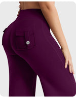 High Waist Pocket Yoga Pants for Women - Stretch Breathable Gym Workout Leisure Tummy Control Tights with Pockets