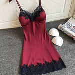 Sexy WomenSilk Robe Dress Nightdress Soft Lace Casual Nightgown Straps Sleepwear Nightdres