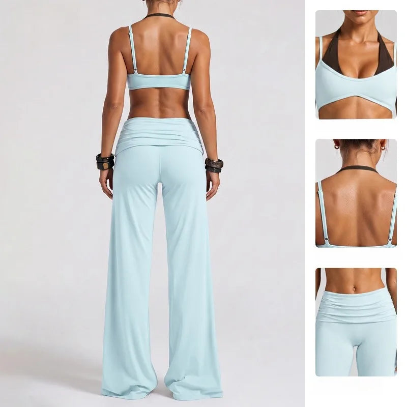 Women's Seamless Yoga Set Sports Fitness Training High Waist Butt-Lifting Flare Pants Suits Beautiful Back Slim Fit Bra Sets