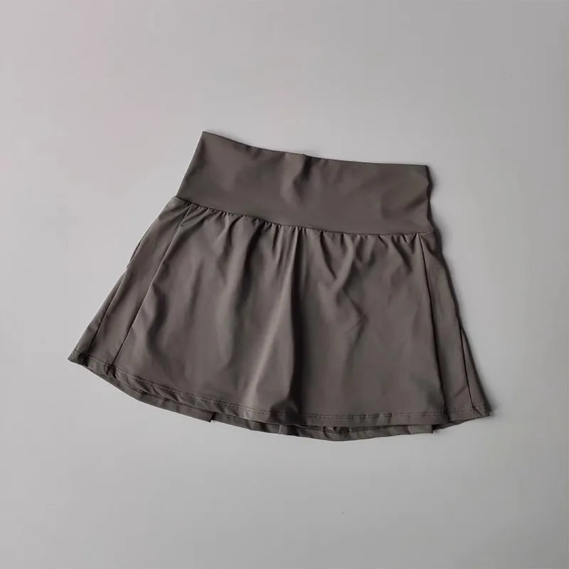 Women's High-Waisted Sports Short Skirt Anti-Glare A-Line Yoga Pants Skirt with Inner Lining for Fitness Cool Design
