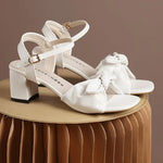 Buckle Strap 2026 Sandals Comfort Shoes for Women Square Toe Block Heels Large Size Suit Female Beige New Fashion Chunky Girls B
