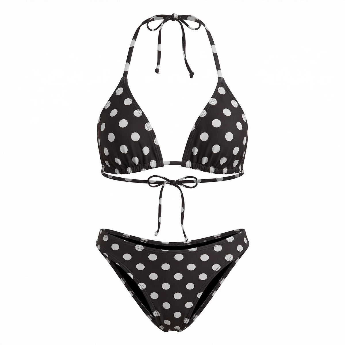 2026 Fashion Women's 2 Piece Bikini Set for Beach Pool Dots Print Swimwear Halter Bra and Low Waist Briefs Bathing Suits