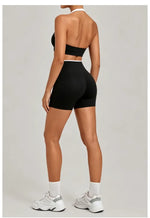 Women's Seamless Yoga Sets Sports Gym Fitness High-Waist Hip Lifting Shorts Suits Training Running Workout Beautiful Back Sets