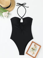 2026 Halter Swimsuit One Piece Solid Hollow Swimwear Women Sexy Bathers Bathing Swimming Swim Suit Female Beachwear