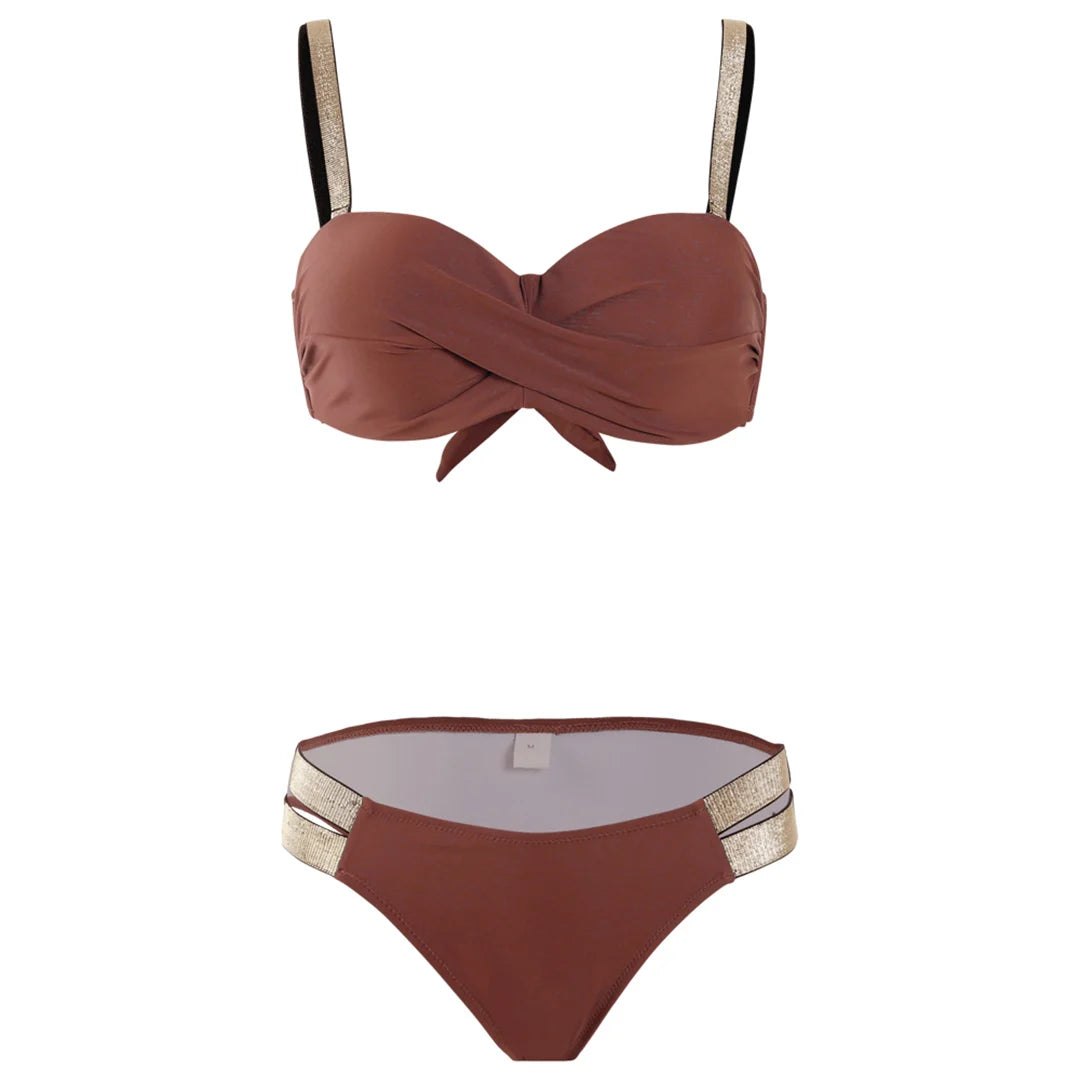 New S - XL Bra Bikini Push Up Swimsuit Female Swimwear Women Two-Pieces Bikini Set With Cup Bather Bathing Suit Swim Lady V2310