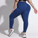 STOUREG Women's Plus Size Seamless Yoga Pants High Support Fitness Workout Pants High Waist Running Sports Cycling Pants