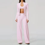 3 PCS Yoga Sets Women Long Sleeve Zipper Slim Jacket+sports Bra+high Waist Flare Pants Fitness Suits Gym Exercise Athletic Wear