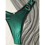 Scalloped Halter High Cut Leg Bikini Female Swimsuit Women Swimwear Two-pieces Bikini set Padded Bather Bathing Suit Swim K7086