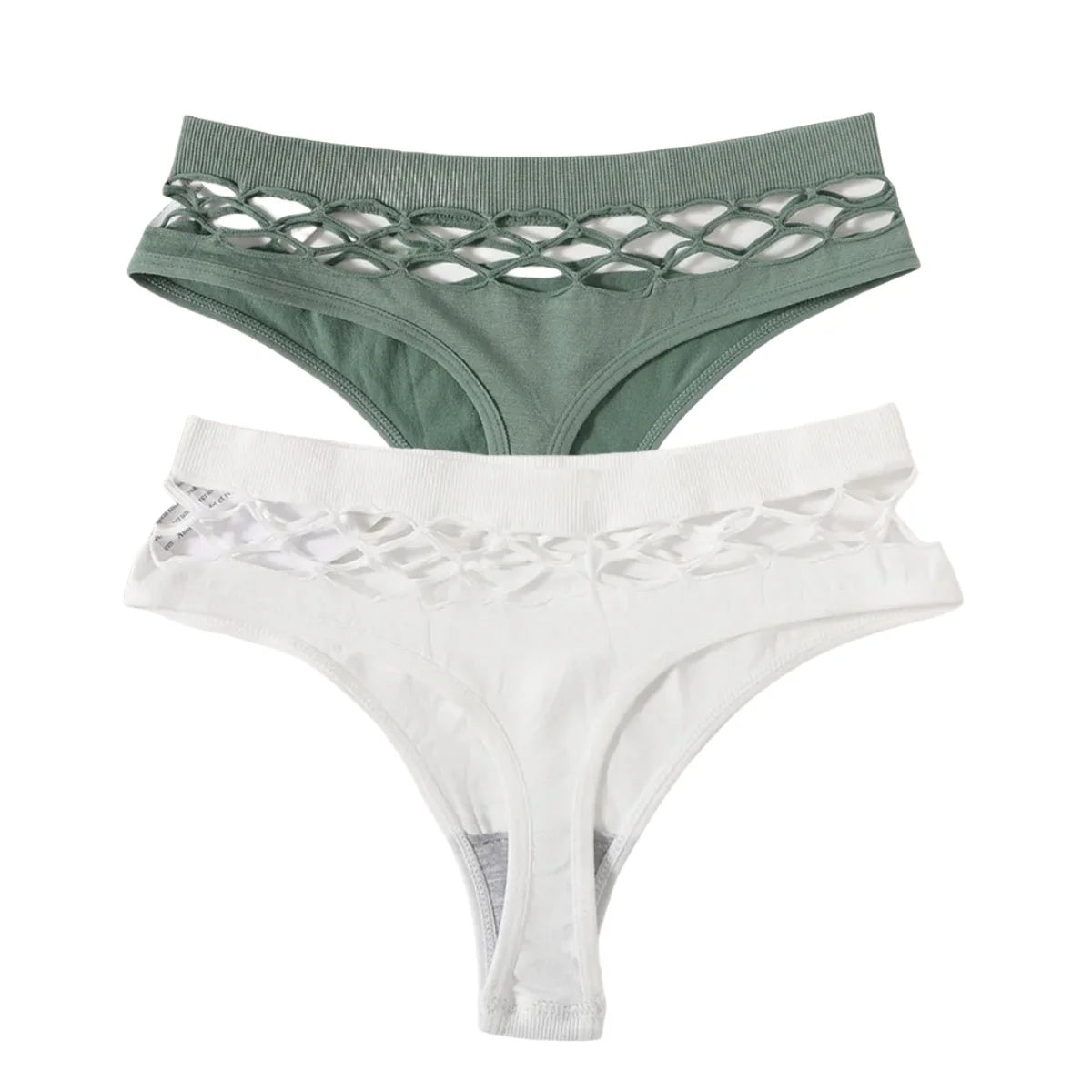 2Pcs/Set Seamless Thongs Panties Women High Rise Underwear Sexy Lingerie Bottoms Female Underpants Hollow G-String Pantys M-L