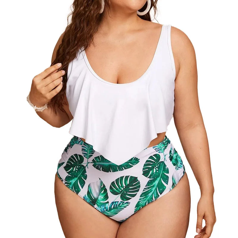 Ruffle Bikinis 2026 Women Large Size Swimsuit High WaistPush Up Plus Swimwear Female Beach Wear Bathing Suit 4XL
